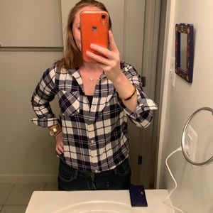 Old Navy navy and white flannel